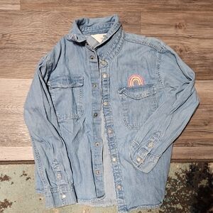 H&M Light Blue Denim Shirt-Hand Embroidered